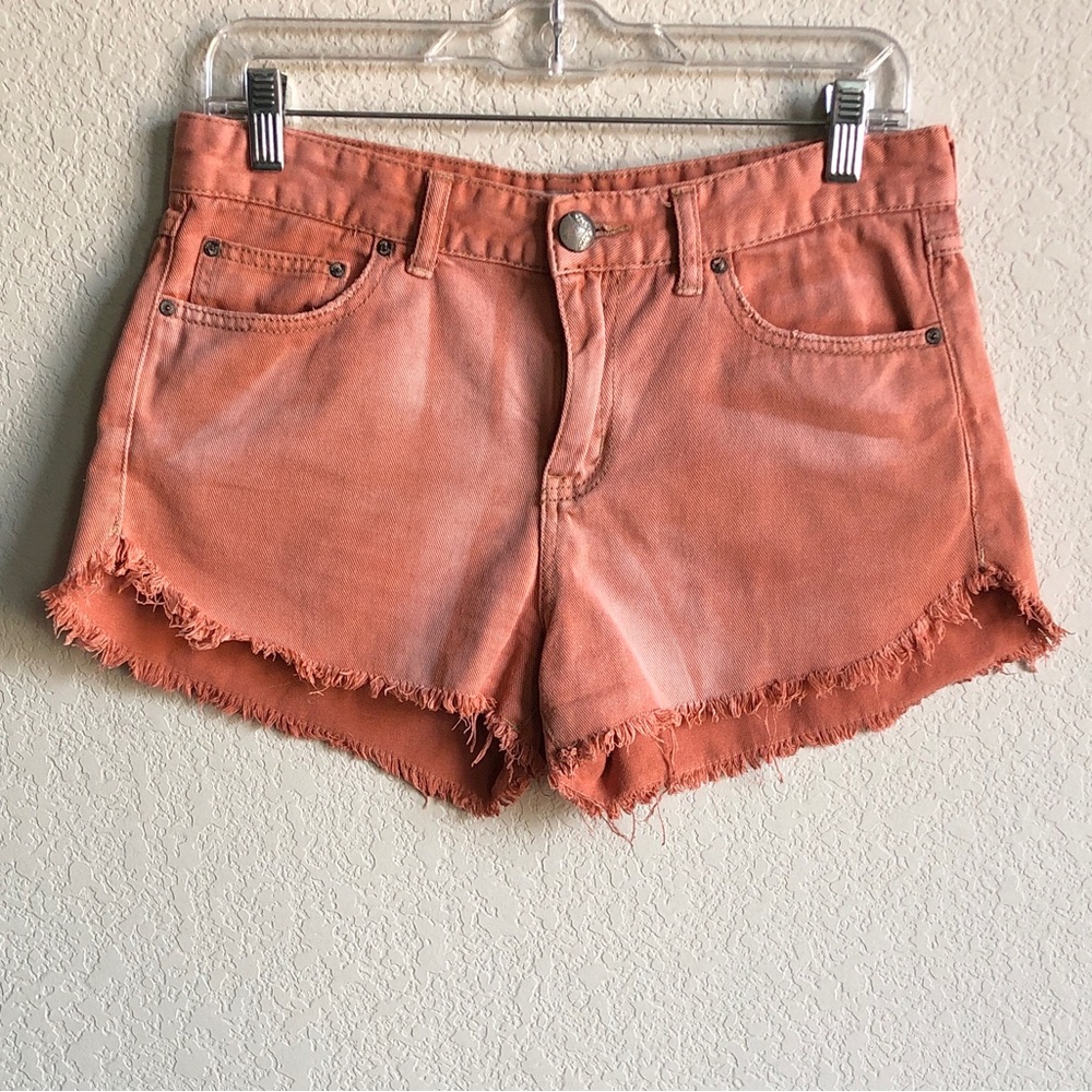 Free People Sunwashed Cutoff Shorts Low Mid Rise Orange Y2K